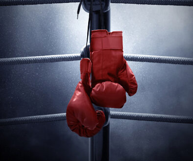 Boxing gloves hanging